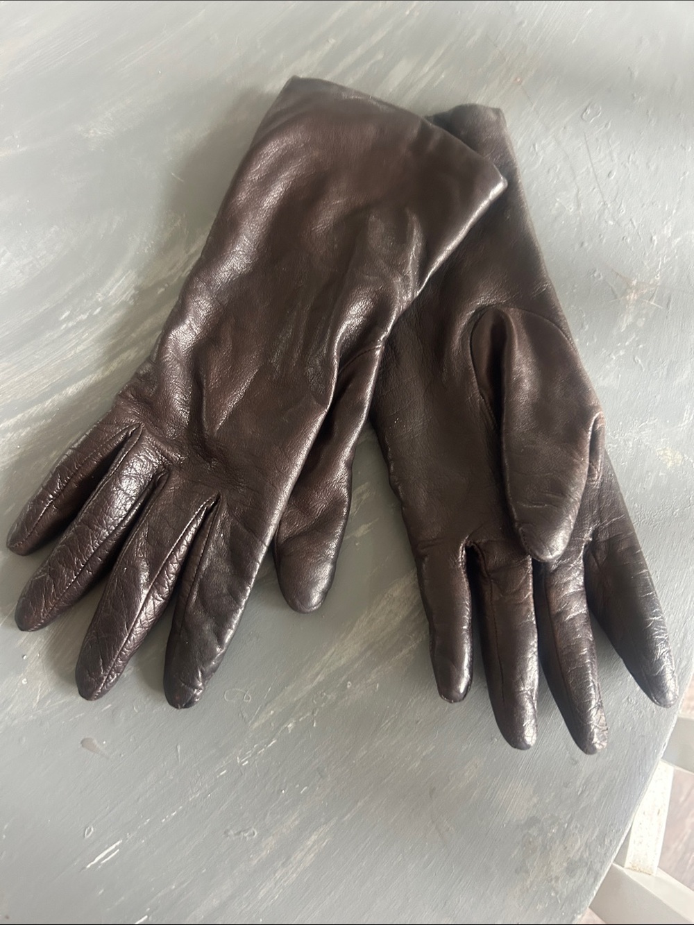 Women's Brown Leather Dress Gloves with cashmere lining